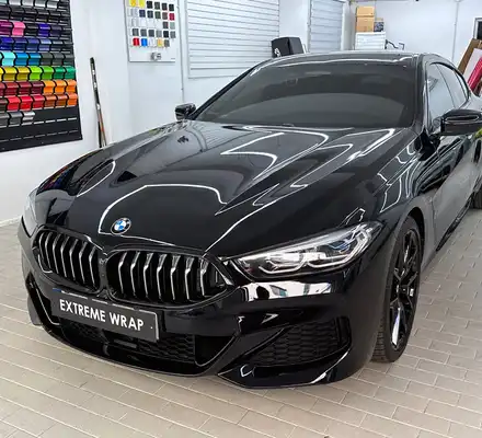 BMW 840i 고광택 유광 블랙 전체랩핑 - 탑폴리에 8시리즈 / 강남,개포,서초 시공 사진