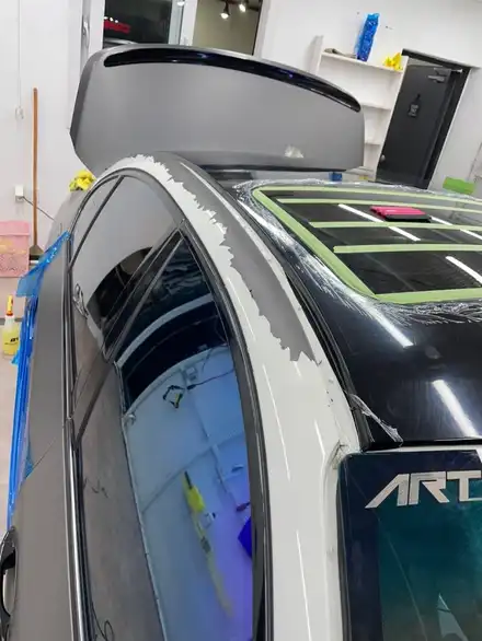 [바나나커스텀] BMW E60 5시리즈 #천장샤무드 / #루프스킨 작업 / 울산 남구 시공 사진