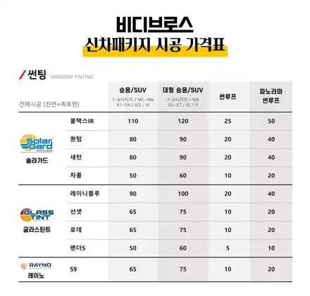 인천 자동차 썬팅 종류 및 가격에 대해 알아봅시다 / 인천, 부평, 부천 시공 사진