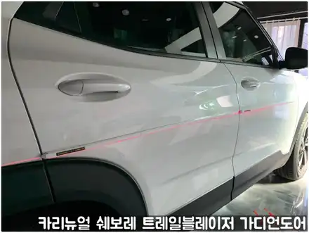 쉐보레 트레일블레이저 가디언도어가드 메탈릭화이트펄 싱글패키지 동작구 랩핑전문점 카리뉴얼 / 서울 동작구 시공 사진