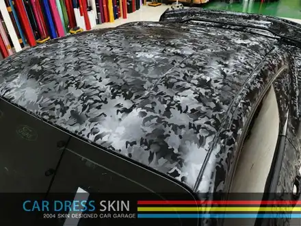 머스탱 GT 국방색(?) 위장막(?) 고스트 블랙 카모 디자인 전체랩핑 + 실내랩핑 / 인천 서구 시공 사진