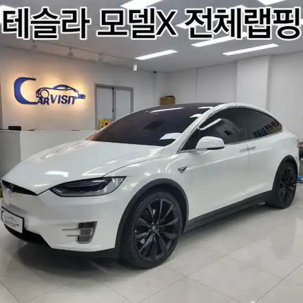 전체랩핑 화이트골드스파클 3m 테슬라  모델X 하남 시공 사진