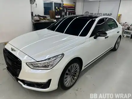 EQ900 전체랩핑 및 크롬죽이기 AX 펄 화이트 블루 시공 / 화성,수원,오산 시공 사진