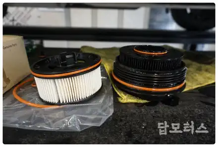 싼타페 TM 디젤 연료필터 3만 km~4만 km 교환주기 놓치지 마세요~ Feat. ERC 수분 제거제 디젤 연료첨가제!! / 수원 호매실동 시공 사진