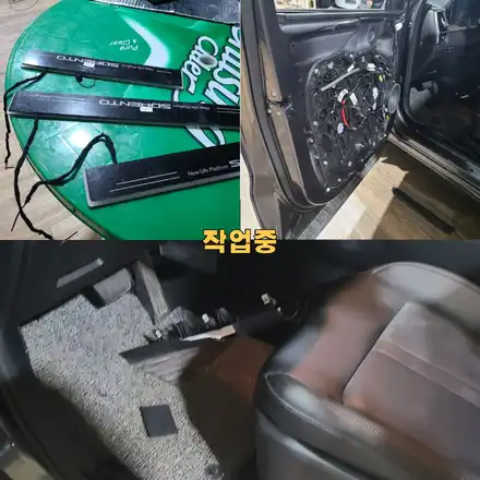 파주 운정 쏘렌토 MQ4  도어 LED 스커프 1열 바보등 실내 LED 교체 작업 시공 후기 / 경기 파주 시공 사진