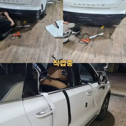 파주 운정 다이즈커스텀  쏘렌토MQ4 전체 크롬죽이기 샤틴블랙 시공 작업 후기 / 경기 파주 시공 사진