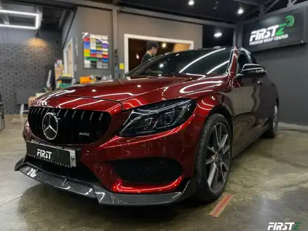 벤츠 C43 AMG 택랩 슈프림 레드 다크레드 와인 전체랩핑 / 대구 수성구 시공 사진