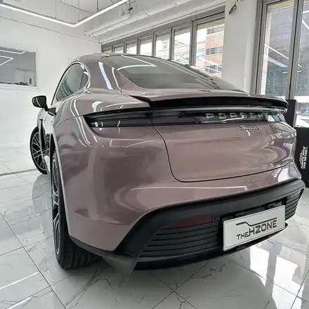 차량 랩핑 가격 거품 빼고 포르쉐 타이칸 프로즌베리 컬러 200% 완성 / 서울 송파 시공 사진