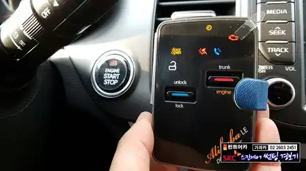 기아 올뉴모닝 순정 스마트키 버튼시동 차량에 설치가능한 도원텍 알리바바 시스템 980LE-s 순정버튼전용 양방향 원격시동경보기 가자카 서울남부 총판 자동차용품점 입니다. / 양천구 신월동 시공 사진