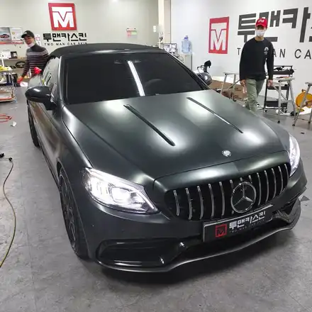 인천 랩핑 벤츠 c63 amg 카브리올레 사틴블랙 락그레이 메탈릭 전체랩핑 시공기 / 벤츠 c63amg 전체랩핑 포스팅 / 청라랩핑 / 인천 남동구 논현동 시공 사진