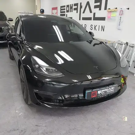 [투맨카스킨] 테슬라 모델3 전체랩핑 / 3m2080 유광블랙 / 모델3 솔리드블랙 / 순정과흡사한랩핑 / 인천랩핑 / 청라랩핑 / 인천 서구, 부평, 부천 시공 사진