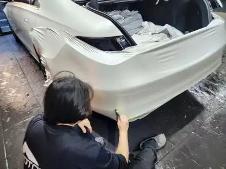 벤츠 S580 범퍼 도장 랩핑 사틴 화이트 무광 차량 래핑 진주색 / 강남구 서초구 송파구 보험처리 / 서울 서대문 시공 사진
