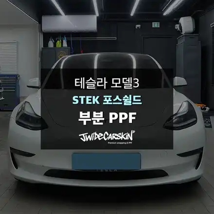 용인PPF 테슬라 모델3 사고수리 후 STEK 포스쉴드 부분 PPF 시공 / 경기 수원 시공 사진