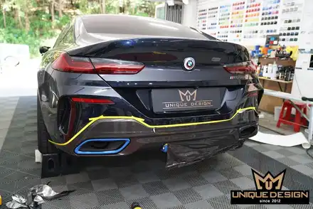 BMW 850i 리어디퓨져 카본랩핑 시공기- 시공 사진