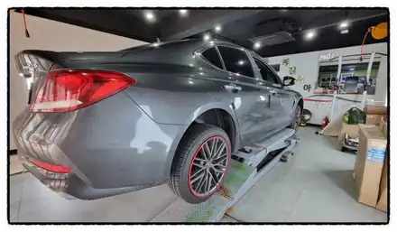 G70 휠보레 휠프로텍터 18인치 레드장착/휠보레장차점/순정옵션/외형복원/판금도색/강남/송파/문정/자동차튜닝샵*케렌시아카! / 서울 송파 시공 사진
