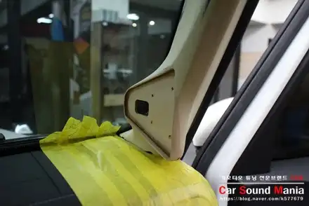수입차카오디오 튜닝 소닉디자인 스피커 전문 장착점 카사운드매니아 벤츠 신형 지바겐 A필러 성형과 오디슨 엑티브 우퍼 추가 장착을 완료 CSM카오디오 / 서울 양천구 강서구 시공 사진