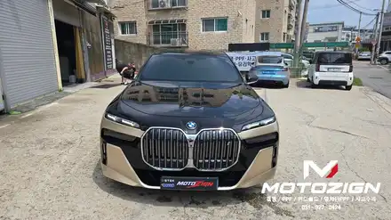 일산 BMW i7 PPF 시공｜본넷·전휀더 보호PPF와 하단 듀오톤 랩핑으로 완성한 고급스러운 변화 모토자인 / 고양 일산서구 시공 사진