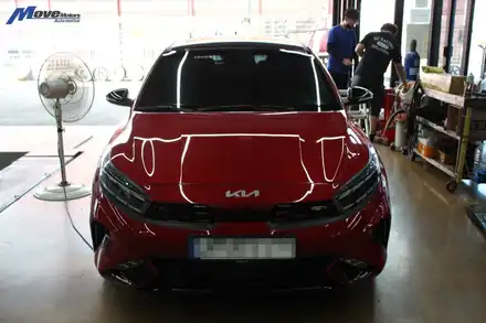 [기아 K3 GT ] I30, 마쯔다3 스타일 카본 리어 스포일러 장착 / 부산 울산 양산 자동차 스포일러 장착점 무브모터스 / 부산 기장군 시공 사진