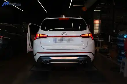 [현대 더 뉴 싼타페TM 페이스리프트] AMG 스타일 부착형 듀얼 사각팁 장착 / 머플러팁 드레스업 튜닝 무브모터스 / 부산 기장군 시공 사진