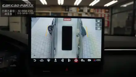 도요타 라브4차량 13인치 안드로이드 올인원과 주변360도 장애물을 볼 수 있는 3D어라운드뷰. / 서초구 서초동 시공 사진