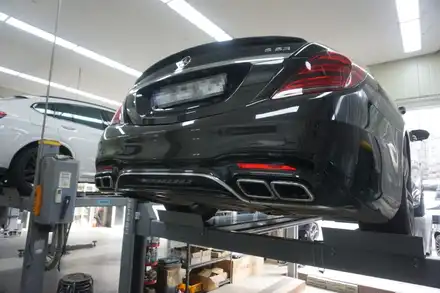 벤츠 S63AMG 배기음 튜닝 중통 엔드 작업으로 V8 호랑이 제대로 세팅하였습니다. / 서울 동작구 시공 사진