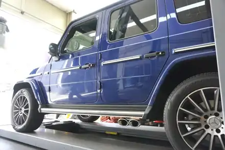 벤츠 G400D 완벽 배기 튜닝, 져스트 액티브 사운드 원형 듀얼 머플러 팁 장착 / 서울 동작구 시공 사진
