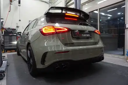 벤츠 A45AMG 배기 튜닝 중통 엔드 작업으로 아주 확실한 배기음 세팅하였습니다 / 서울 동작 시공 사진