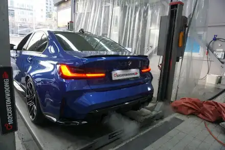 BMW G80 M3 컴페티션 무한 팝콘 배기 튜닝 중통 작업 완성 / 서울 동작 시공 사진