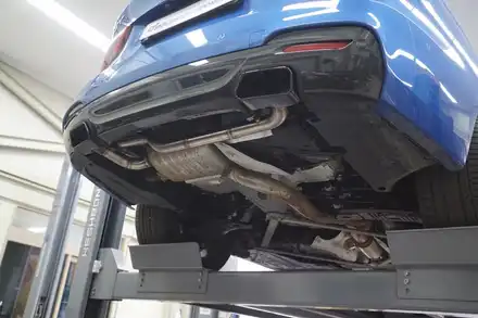 BMW 3GT 배기 튜닝 나에게 딱 안성맞춤튜닝! 구조변경 필요없는 듀얼머플러 블랙 사각 머플러 팁 장착 / 서울 동작 시공 사진