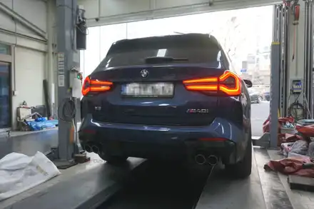X3 M40i 사운드 업＆스포티한 뒤태 만들기! 중통, JSR 리얼 카본 머플러 팁 장착 / 서울 동작 시공 사진