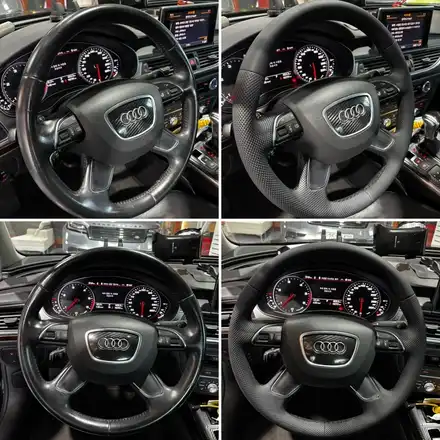 아우디 뉴 A6 35TDI C7 핸들가죽10년이 넘은 차량, 핸들은 새롭게! 더핸들의 순정 스타일 가죽교체 / 남양주 별내면 시공 사진