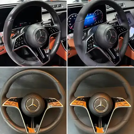 더핸들 - 벤츠 S350d W223 핸들복원｜순정 느낌 그대로 검정가죽 교체 작업 / 남양주 별내면 시공 사진