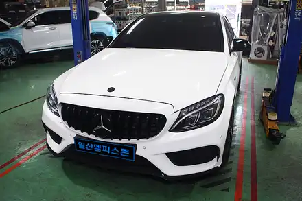 [벤츠] AMG C43 우레탄 캘리퍼도색 - 익스트림 레드 - 일산멤피스존 - 서울 경기 일산 파주 브레이크 캘리퍼도색 잘하는곳 비용 신형개조 컨버젼 / 파주 운정로 시공 사진