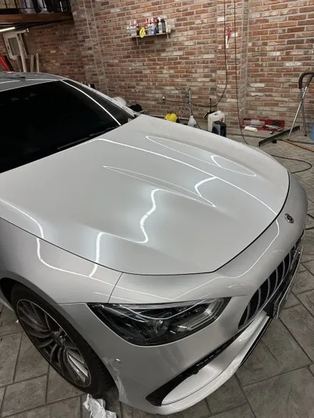 벤츠 AMG GT43 은색에서 고광택필름 화이트로 랩핑하기 용인랩핑 수원랩핑 크롬죽이기와 블랙PPF시공 / 경기 화성