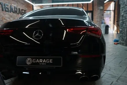 유광→무광 Benz CLA 45 AMG 사틴 블랙 전체랩핑, 윈도우 몰딩 크롬 딜리트 시공 / 경기 화성