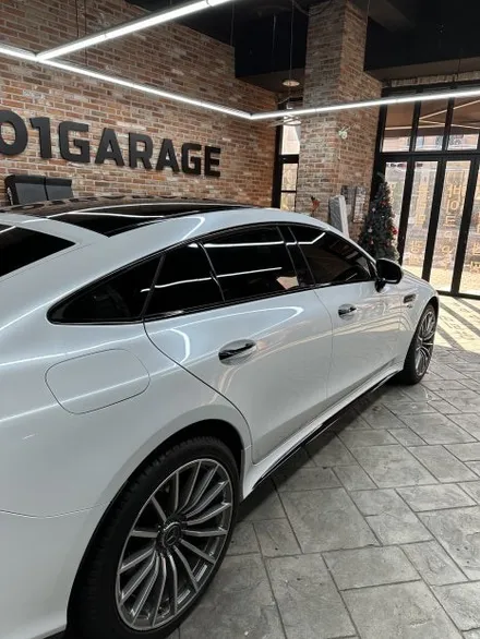 벤츠 AMG GT43 은색에서 고광택필름 화이트로 랩핑하기 용인랩핑 수원랩핑 크롬죽이기와 블랙PPF시공 / 경기 화성