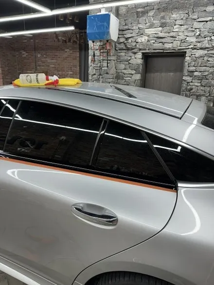벤츠 AMG GT43 은색에서 고광택필름 화이트로 랩핑하기 용인랩핑 수원랩핑 크롬죽이기와 블랙PPF시공 / 경기 화성