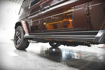 벤츠 G63 AMG (G바겐) 블랙 레터링(엠블럼), 전동 사이드스텝 장착, 사이드스텝 크롬죽이기 랩핑 / 블랙라벨 하남 / 하남 초일동