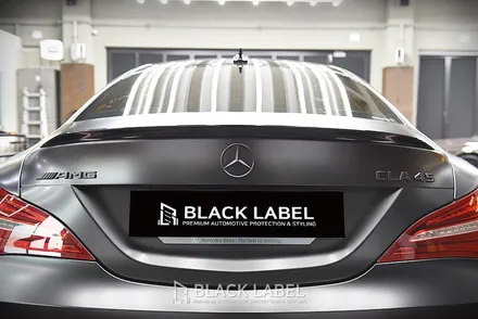 메르세데스 벤츠 CLA45 AMG 전체랩핑 재시공. 3M 사틴블랙. 하남랩핑 전문 블랙라벨 / 하남 초일동