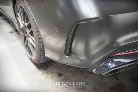 메르세데스 벤츠 CLA45 AMG 전체랩핑 재시공. 3M 사틴블랙. 하남랩핑 전문 블랙라벨 / 하남 초일동