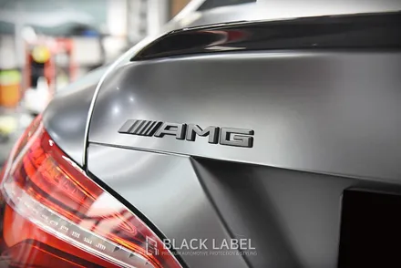메르세데스 벤츠 CLA45 AMG 전체랩핑 재시공. 3M 사틴블랙. 하남랩핑 전문 블랙라벨 / 하남 초일동
