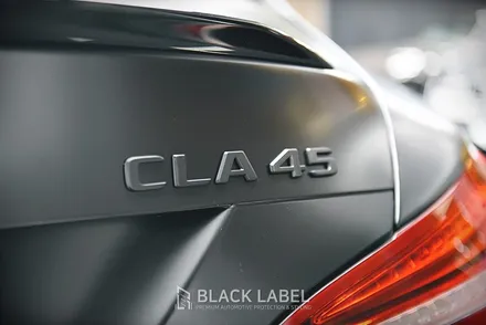메르세데스 벤츠 CLA45 AMG 전체랩핑 재시공. 3M 사틴블랙. 하남랩핑 전문 블랙라벨 / 하남 초일동