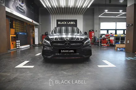 메르세데스 벤츠 CLA45 AMG 전체랩핑 재시공. 3M 사틴블랙. 하남랩핑 전문 블랙라벨 / 하남 초일동