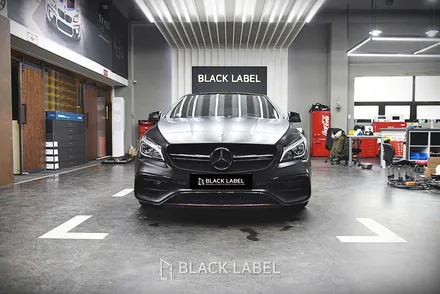 메르세데스 벤츠 CLA45 AMG 전체랩핑 재시공. 3M 사틴블랙. 하남랩핑 전문 블랙라벨 / 하남 초일동