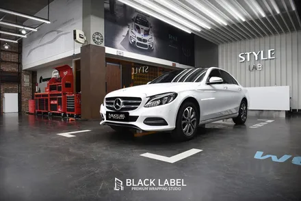 메르세데스 벤츠 C클래스 3M 유광화이트 전체랩핑, 3M 유광블랙 루프스킨 / 하남랩핑, 하남PPF 블랙라벨 / 하남 초일동