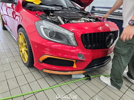 벤츠 W176 A45 AMG 주차 중 사고로 인한 PPF 재시공, 프론트 PPF 패키지 성남 위례 수입차 PPF 가드존 / 성남시 수정구 창곡동