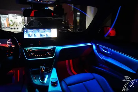 BMW 3시리즈 15in 안드로이드 올인원과 앰비언트 스피커 튜닝으로 나만의 자동차 가질 수 있습니다