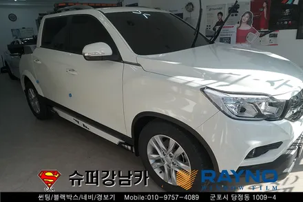 G4 렉스턴 스포츠 렉카 레이노썬팅, 적외선 후방카메라 7인치 룸미러 모니터, JY 커스텀 K7 블랙박스 시공▼ 자동차 용품 장착 수리 튜닝 수입차  군포 산본 안양 의왕 수원 안산