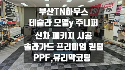 테슬라 모델y 주니퍼, 신차패키지 시공 ,솔라가드 프리미엄 퀀텀, 유리막코팅,PPF시공 후기_부산동래TN하우스