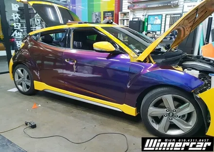 [ 벨로스터turbo ] 벨로스터 전체랩핑 카멜레온랩핑  부분랩핑 3M1080 에이버리슈프림롤링썬더 카멜레온전체카스킨 안양랩핑 / 안성시 금석동